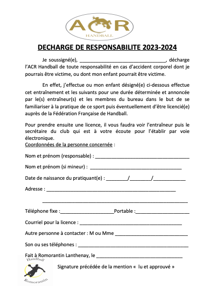 Décharge de responsabilité 2023-2024